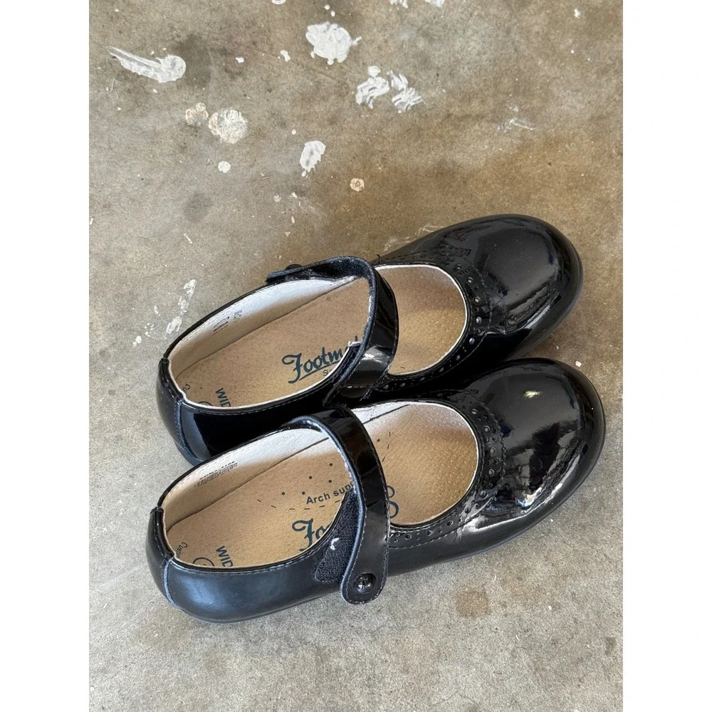 Footmates Emma Black Patent Leather Mary Jane Shoes Kids Size 1 Wide EMMA-3106